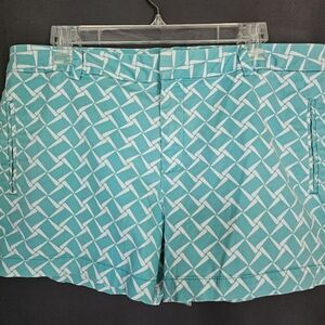 JCP Teal and White Patterned Woman's Shorts Size 16